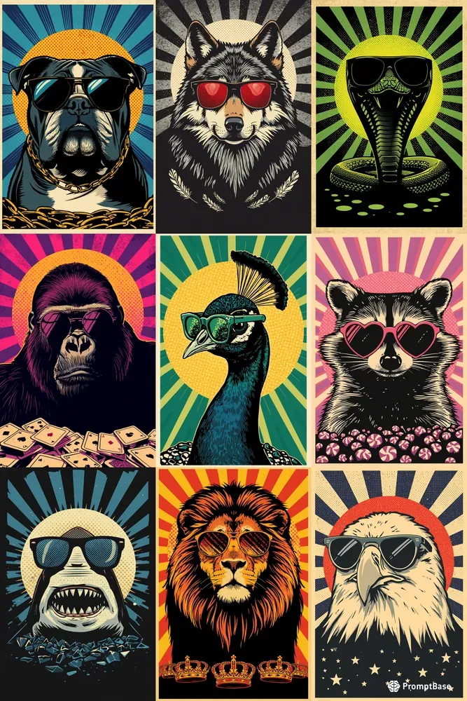 Popart Sunglasses Animal Portraits