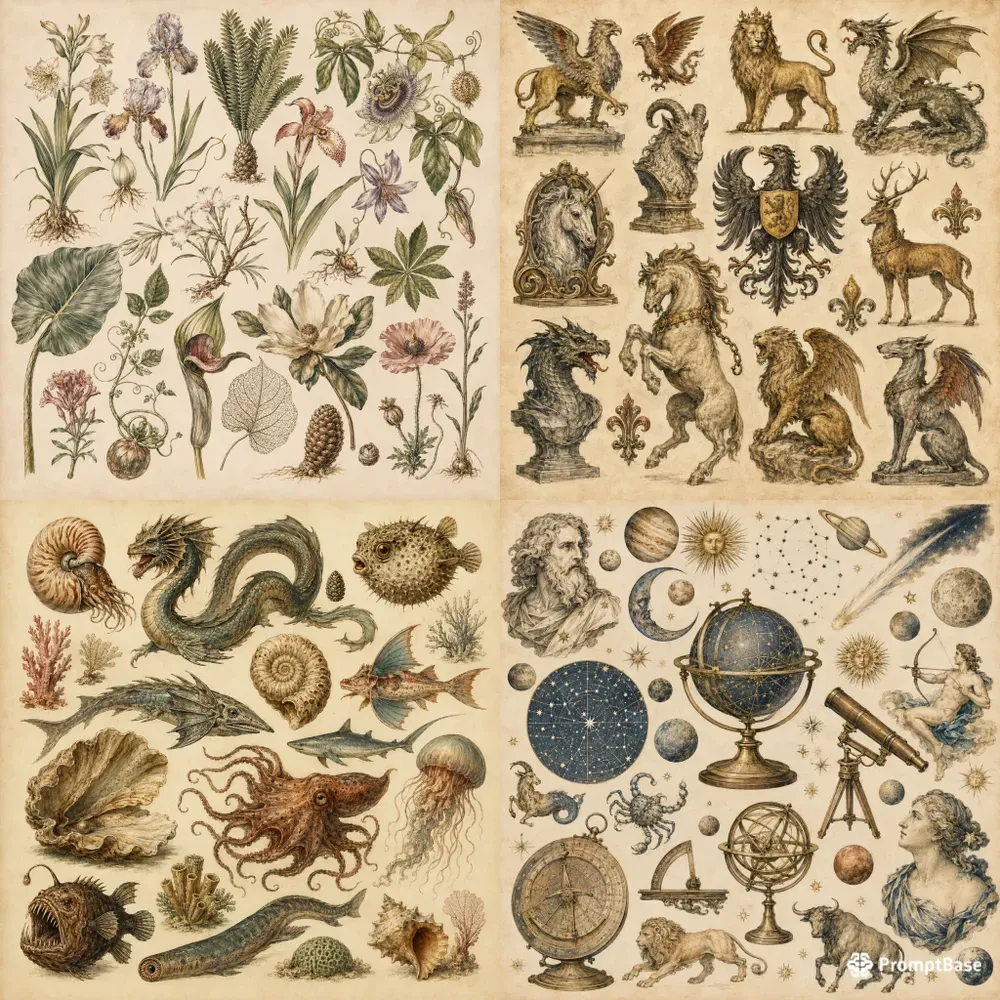Antique Curiosity Illustration Plates