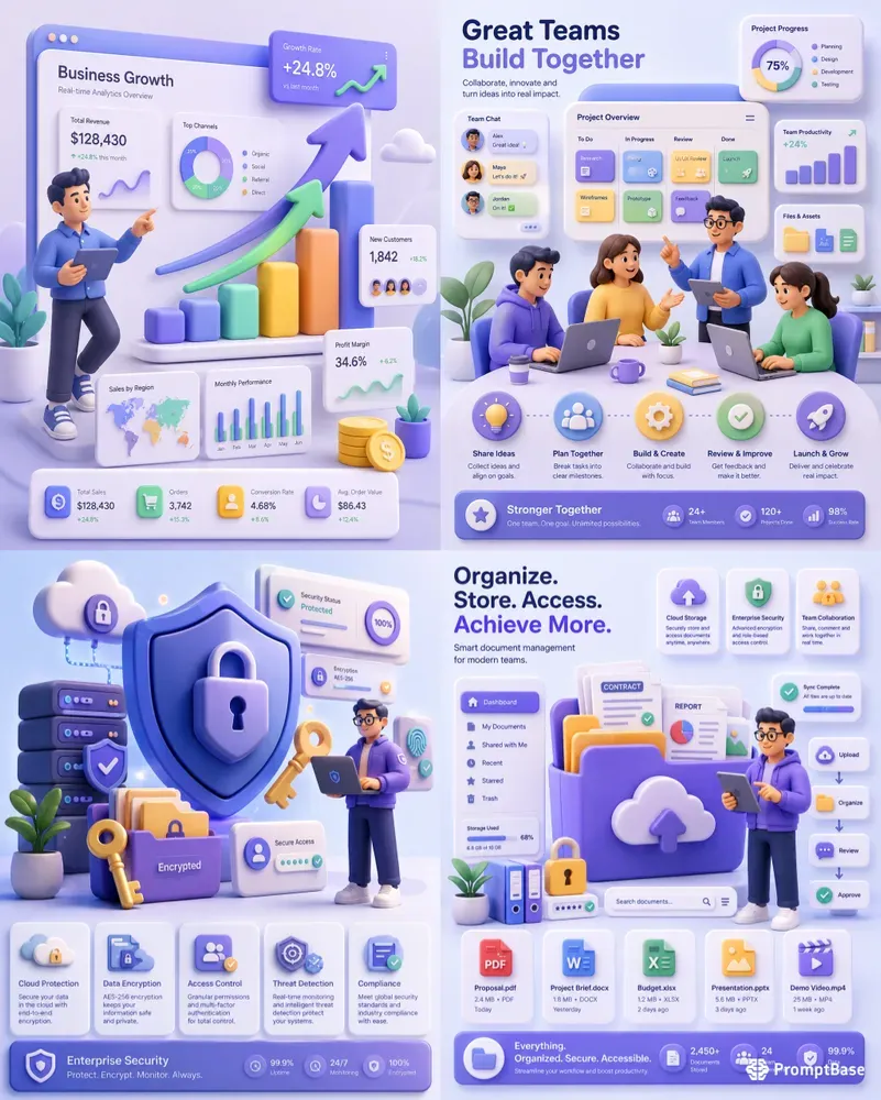 Claymorphism Business Illustration Gens