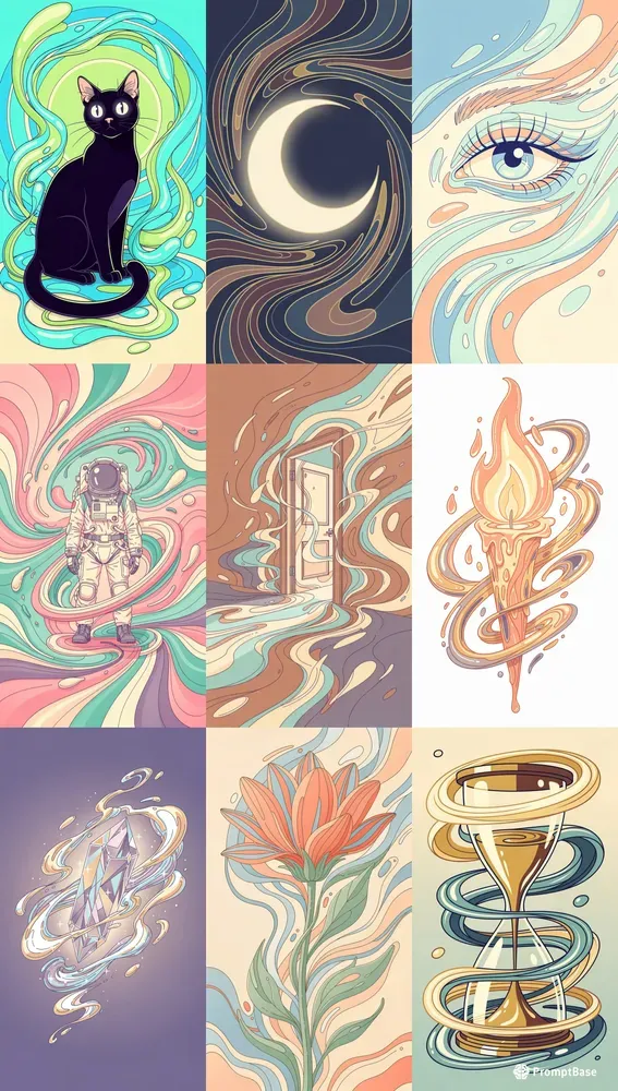 Liquid Psychedelic Line Illustrations