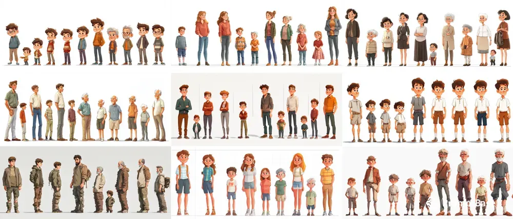 Age Progression Character Design Sheets