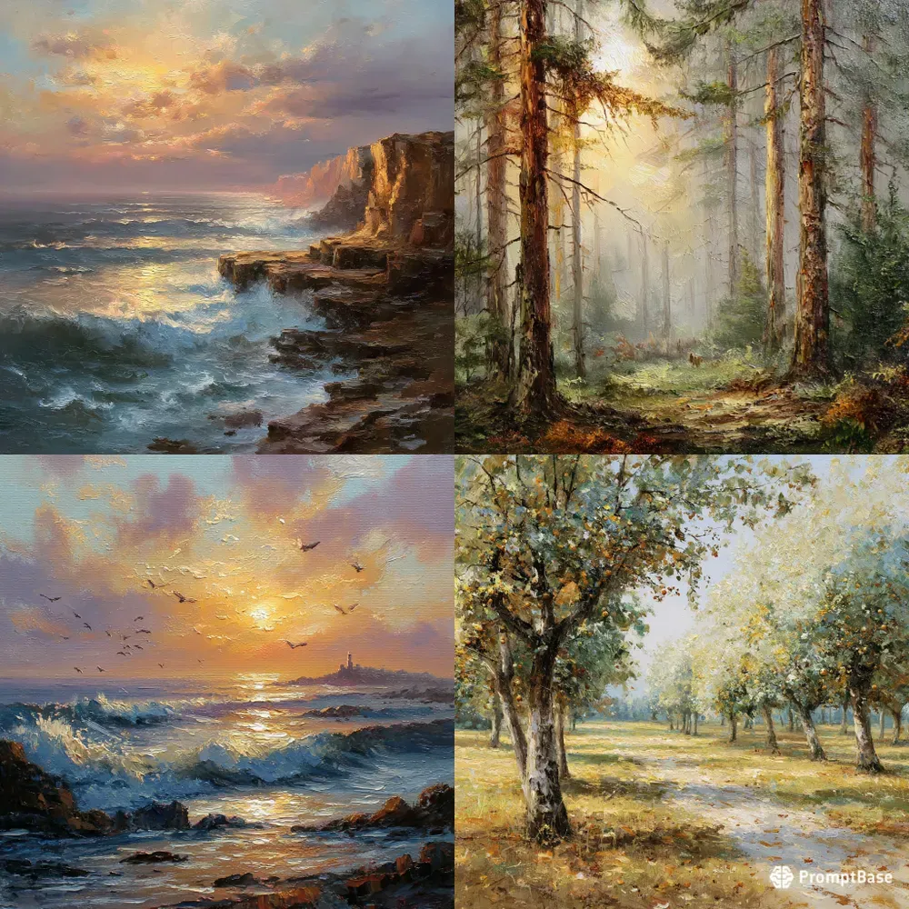Detailed Vintage Oil Painting Landscapes