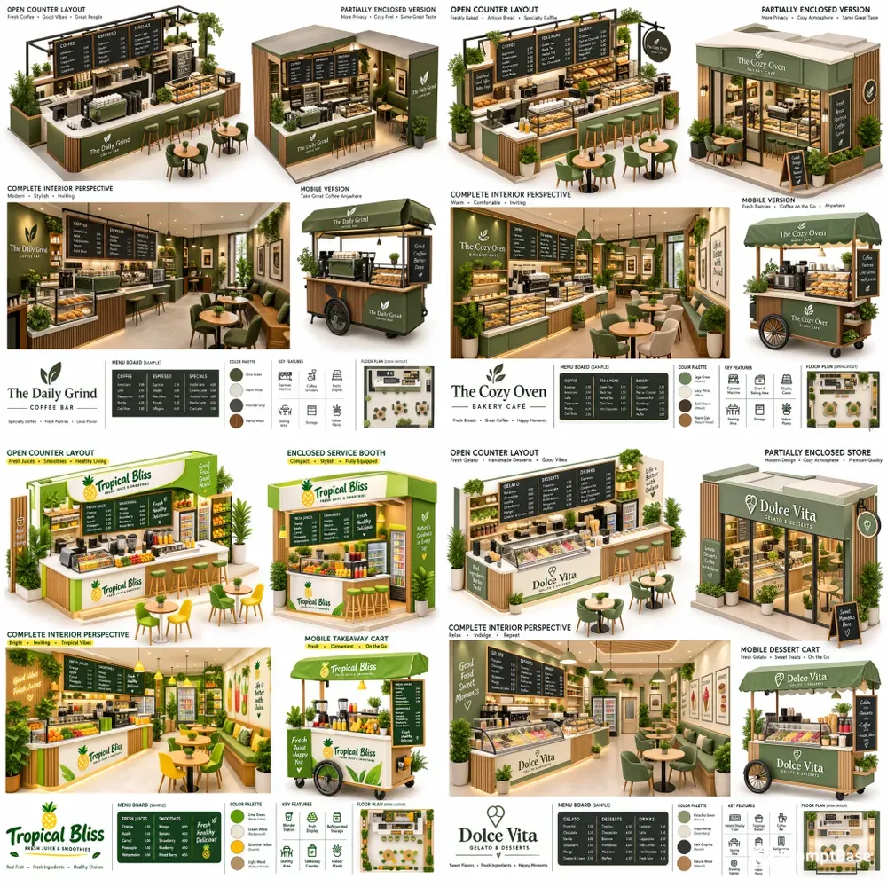 Modern Isometric Cafe Design Ideas