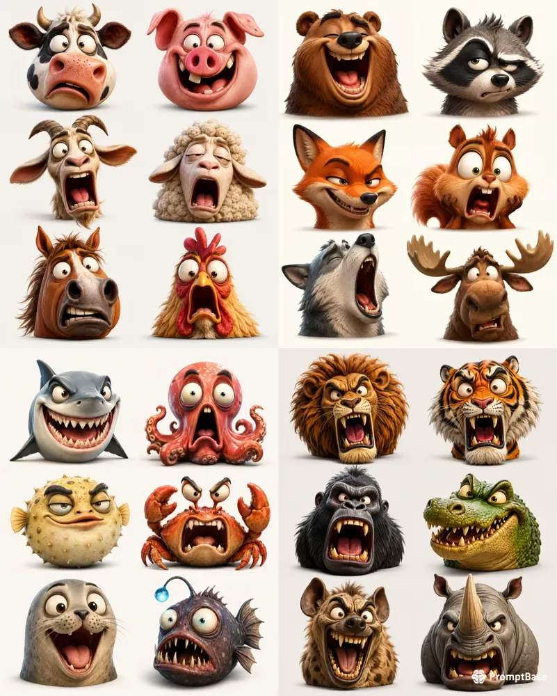 Funny 3D Animal Character Art