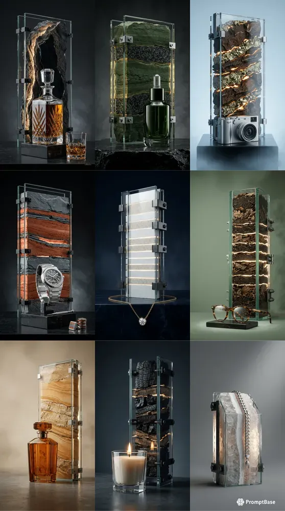 Geological Strata Glasscased Monoliths