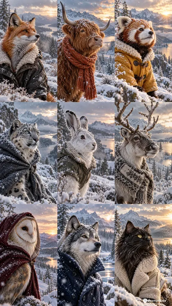 Cinematic Winter Animal Portraits