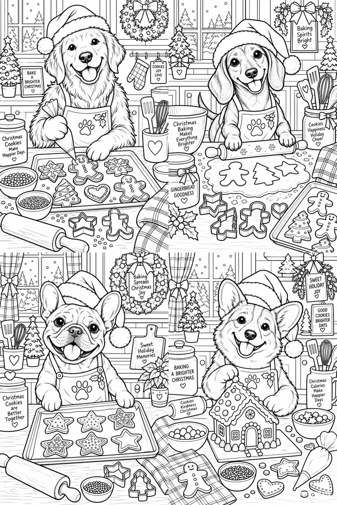 Festive Baking Dog Breeds Coloring Pages