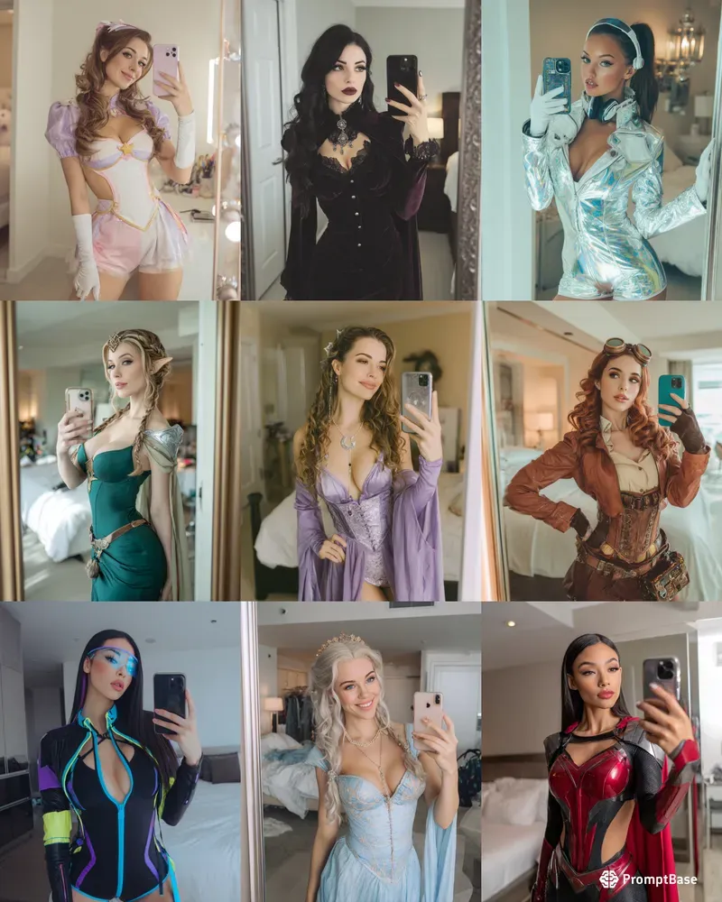 Influencer Cosplay Mirror Selfies