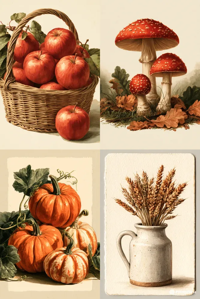 Vintage Autumn Journal Cards
