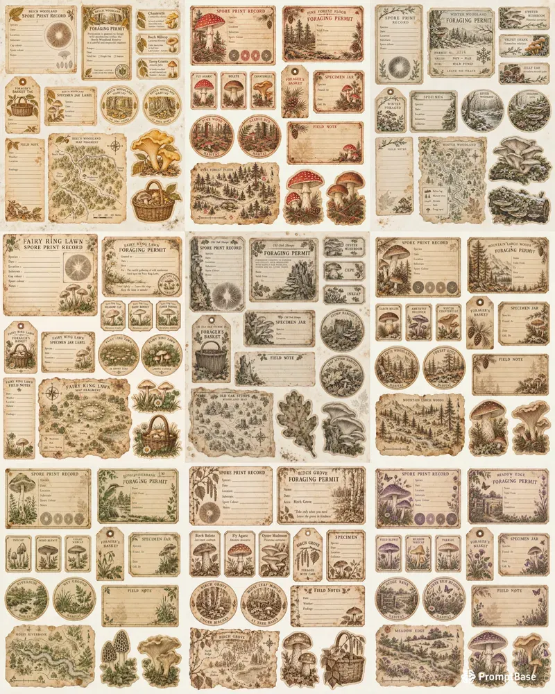Mushroom Forager Ephemera Sheets