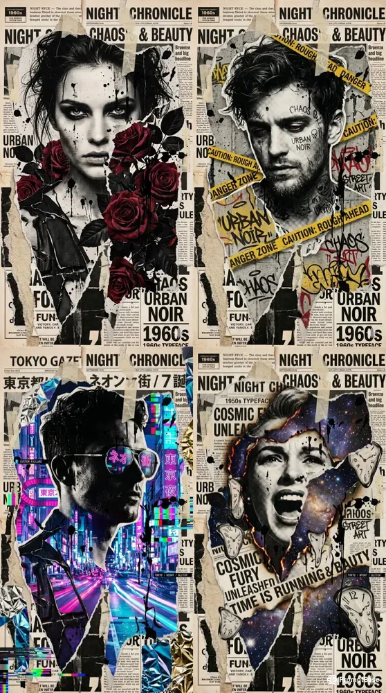 Cinematic Torn Poster Collage Art