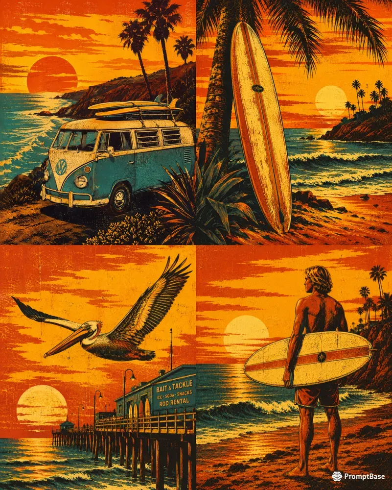 Retro Surf Style Apparel Graphics Pods