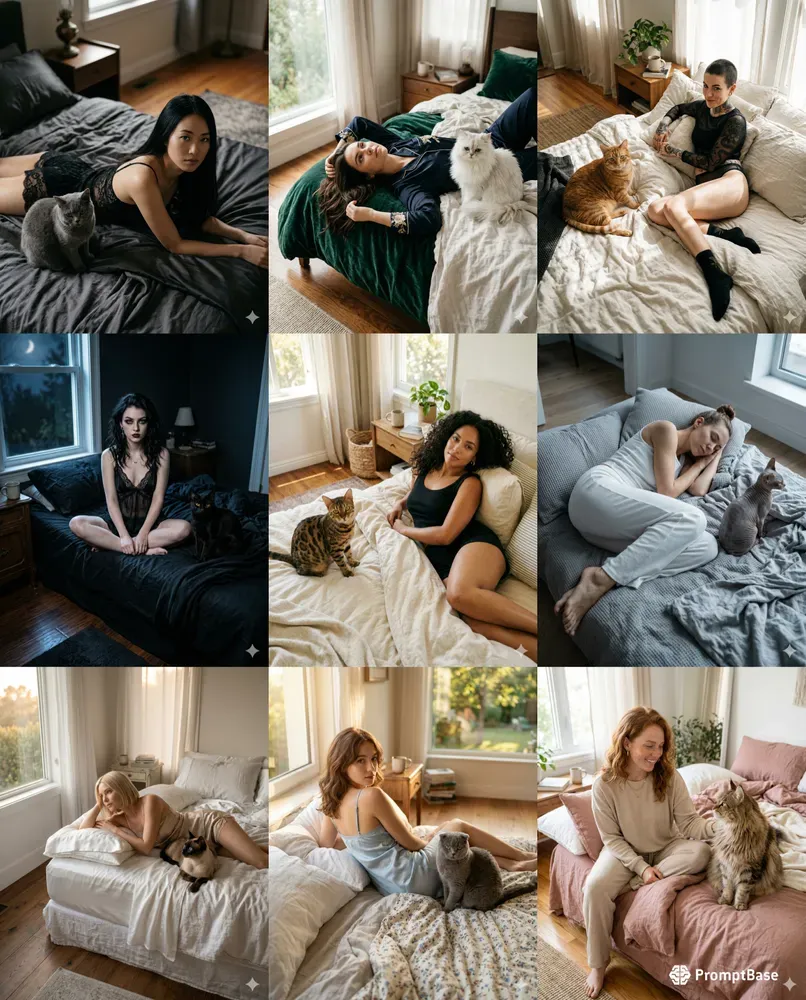 Cinematic Bedside Cats Loungewear