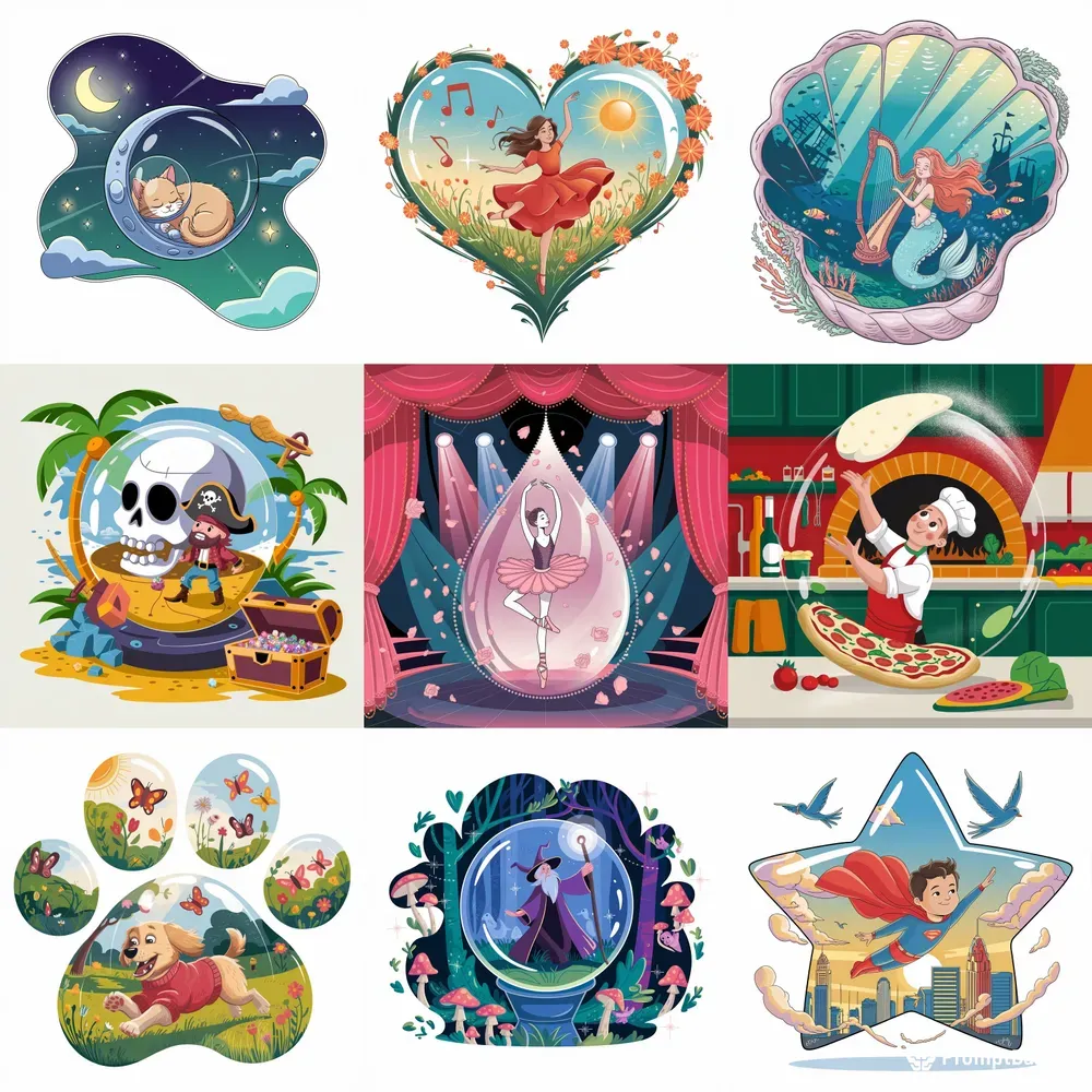 Storybook Glass Bubble Illustrations