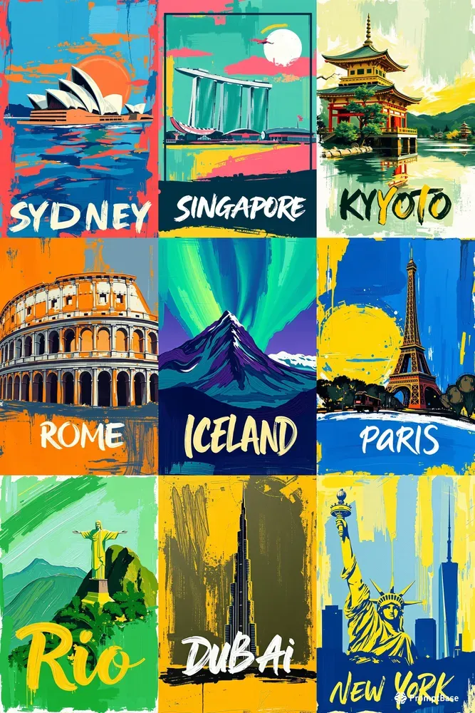 Bold Travel Poster Paint Art