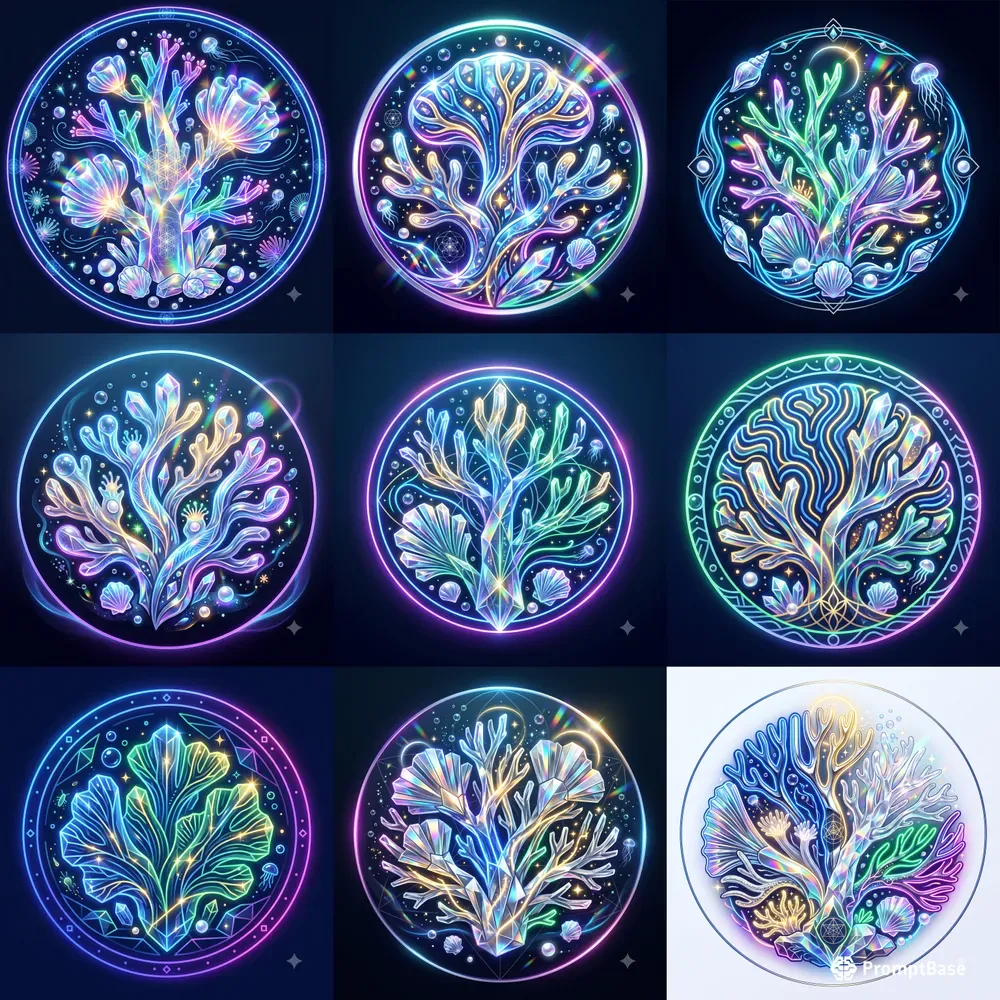 Neon Crystal Coral Emblems