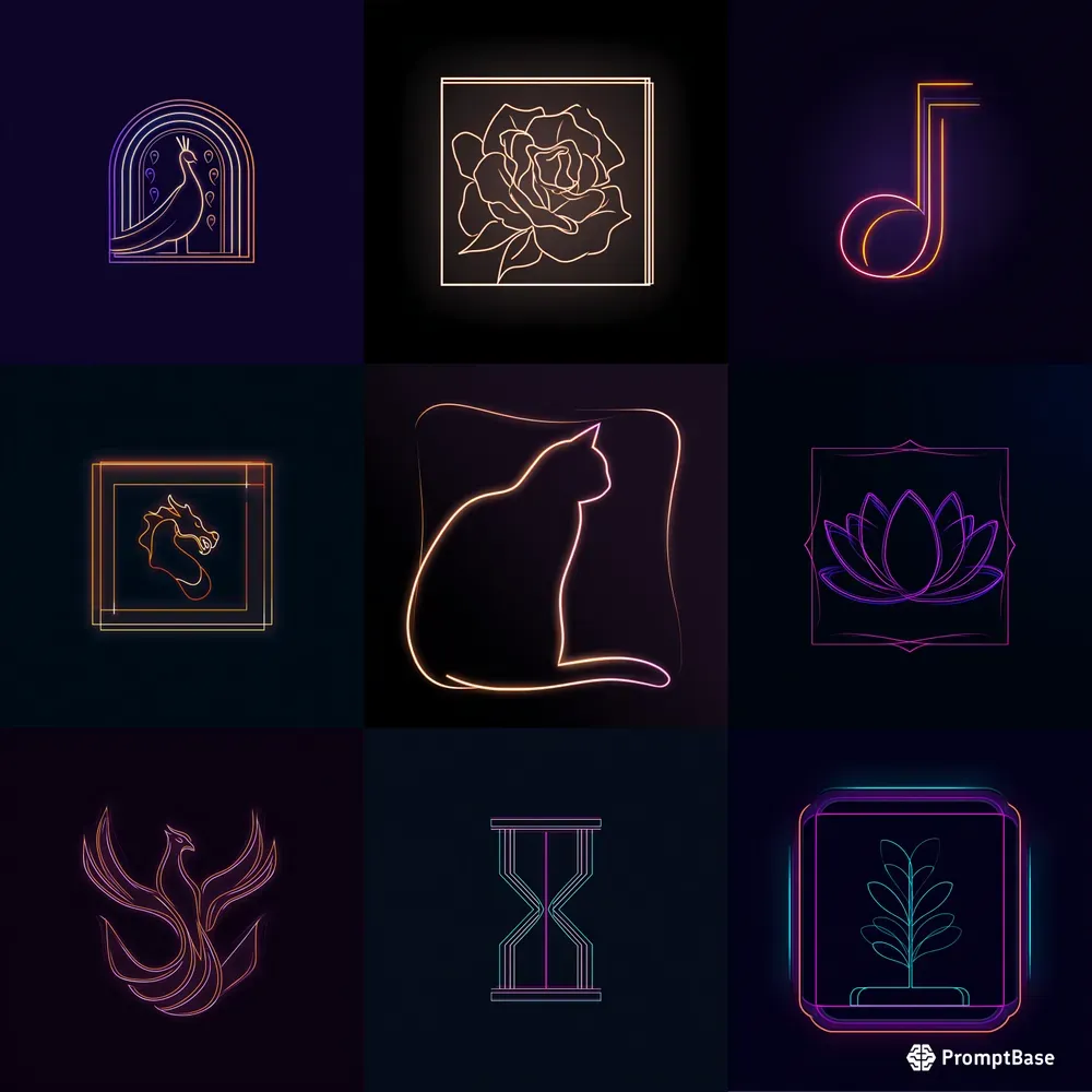Minimalist Neon Lineart Logo Creators