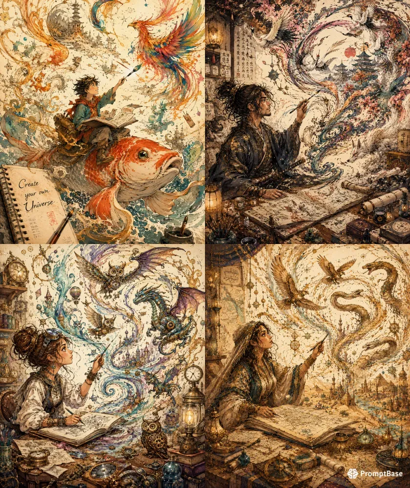 Whimsical Imagination Ink Worlds