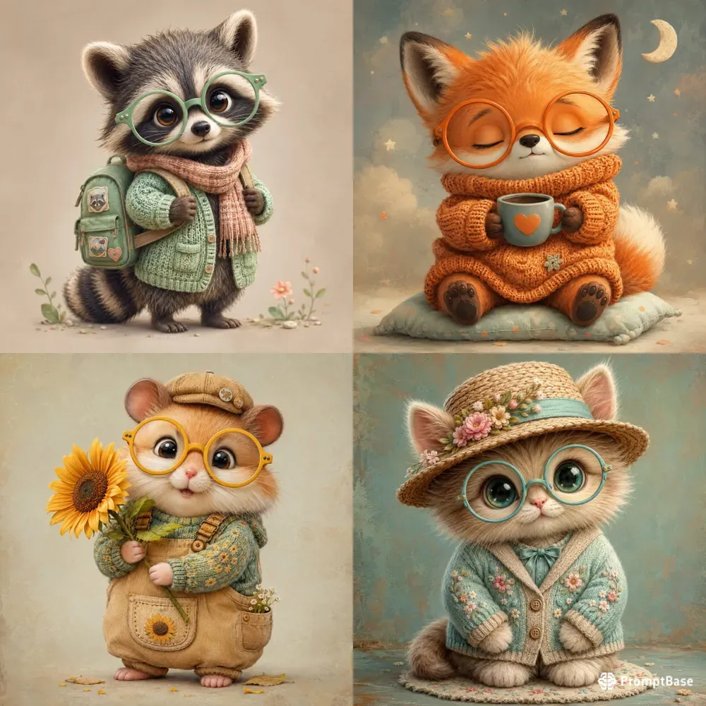 Whimsical Nerdy Animal Mascots