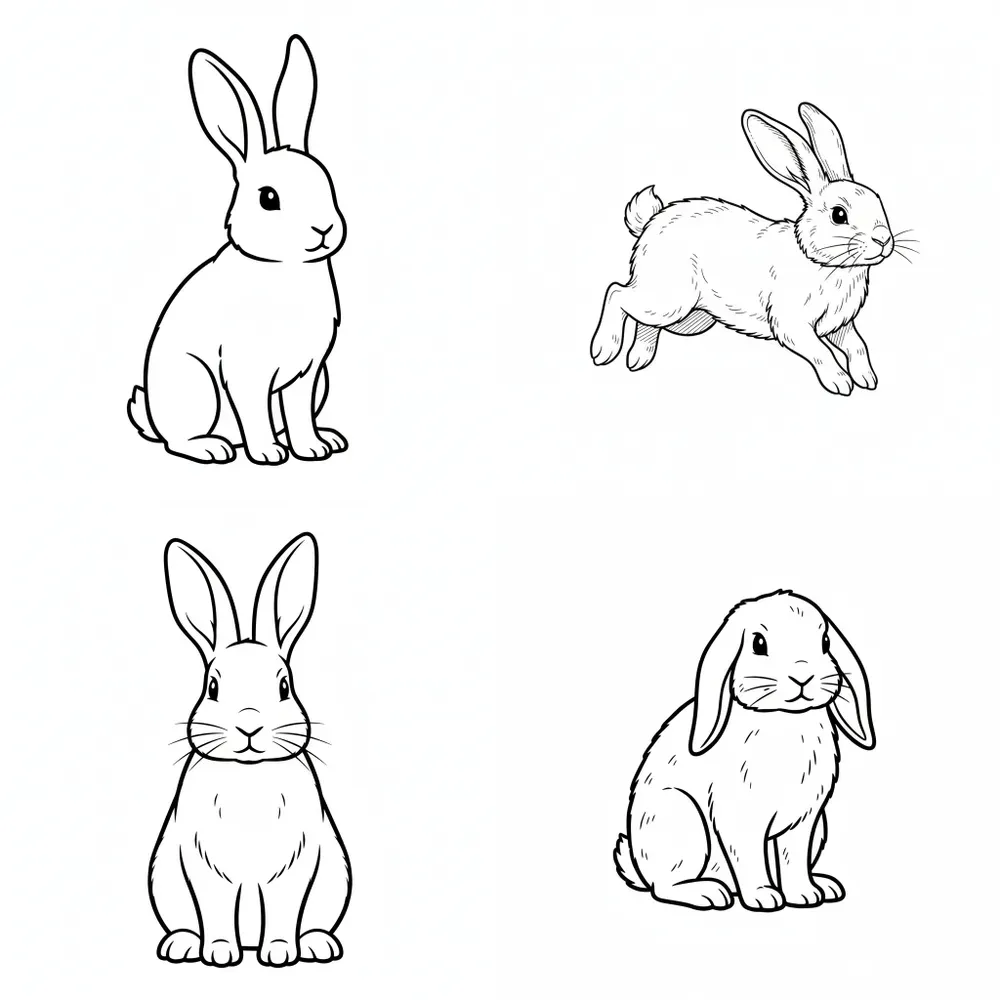 Rabbit Coloring Page Line Art Authorities