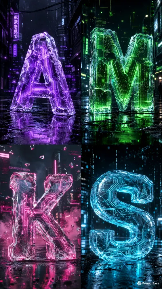 3D Cyberpunk Ice Monograms