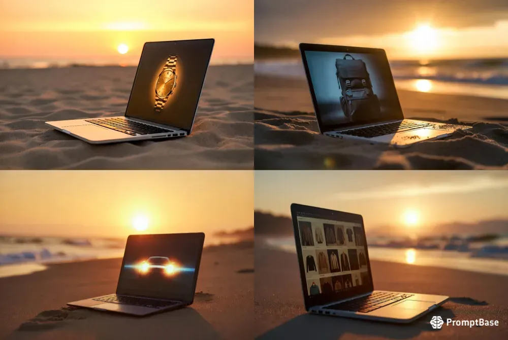 Sunset Beach Laptop Product Mockups