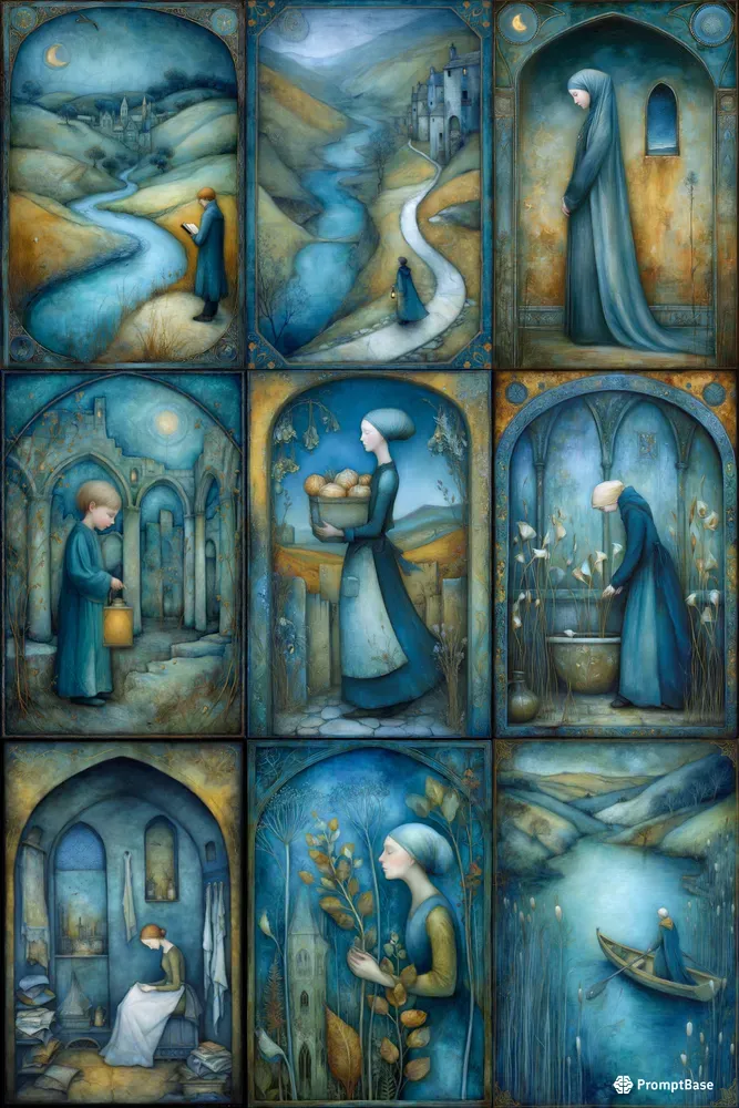 Poetic Blue Storybook Scenes