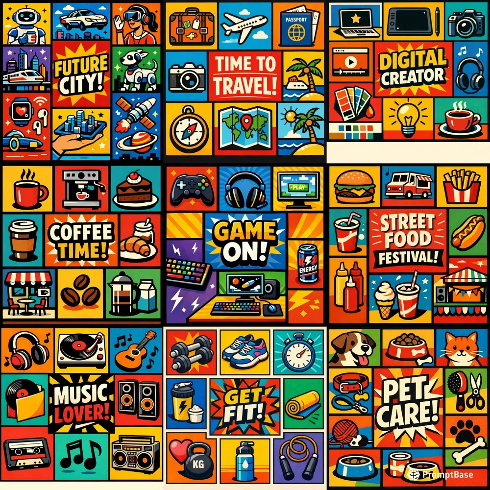 Retro Pop Art Grid Kits