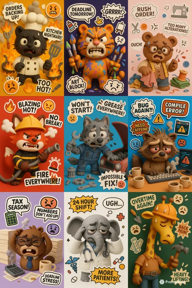 Stressed Job Mascots Posters