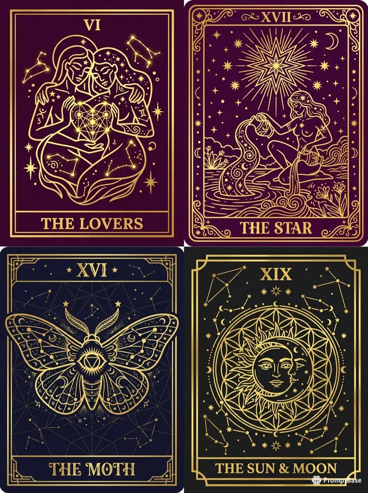 Cosmic Gold Tarot Card Poster Prints