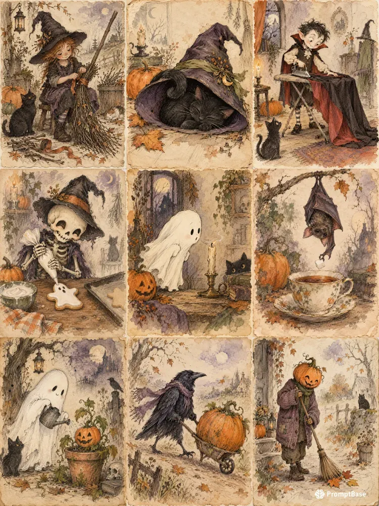 Whimsical Halloween Junk Journal Art