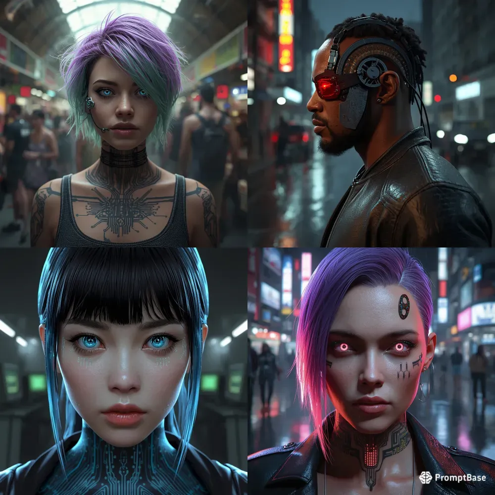 8K Ultraphotorealistic Cyberpunk Females