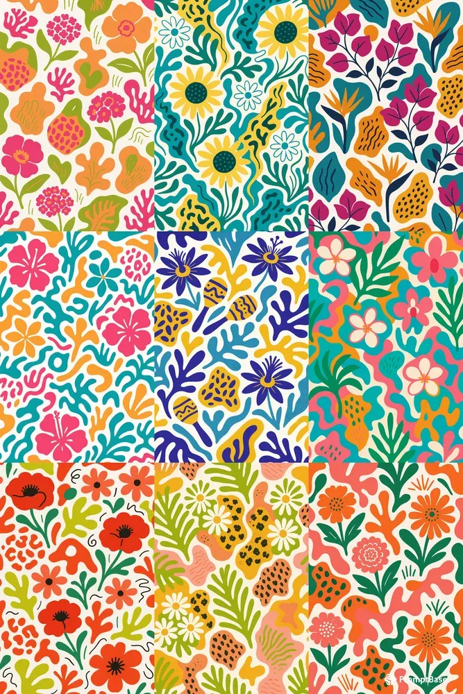 Vibrant Summer Blooms Seamless Patterns
