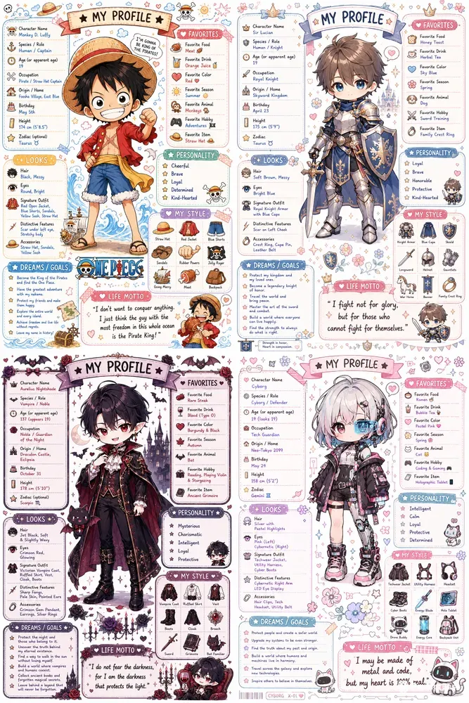 Kawaii My Profile Character Scrapbooks