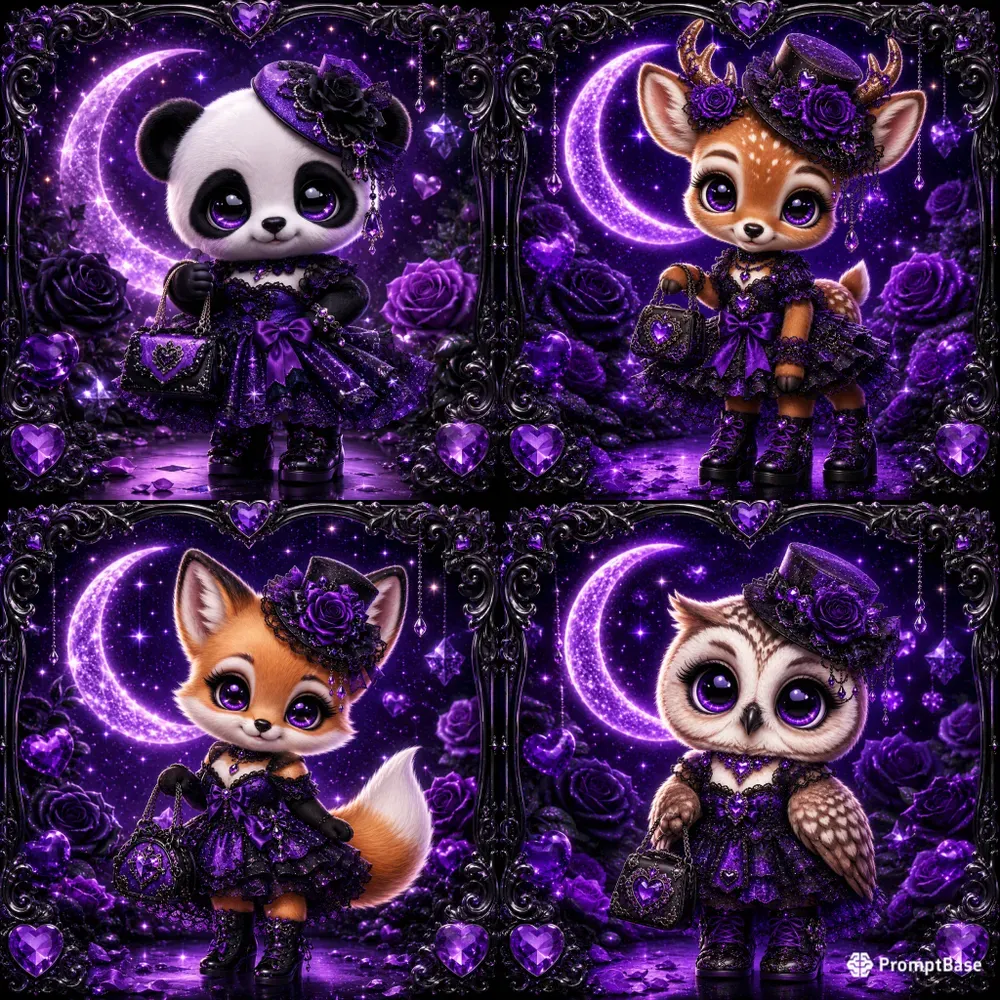 Kawaii Gothic Galaxy Animals