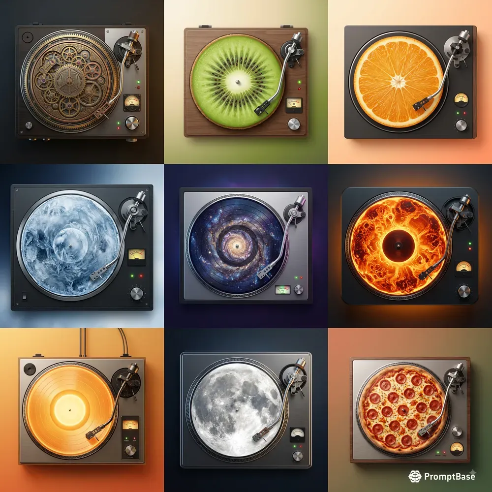 Vinyl Record Players Viewed From The Top