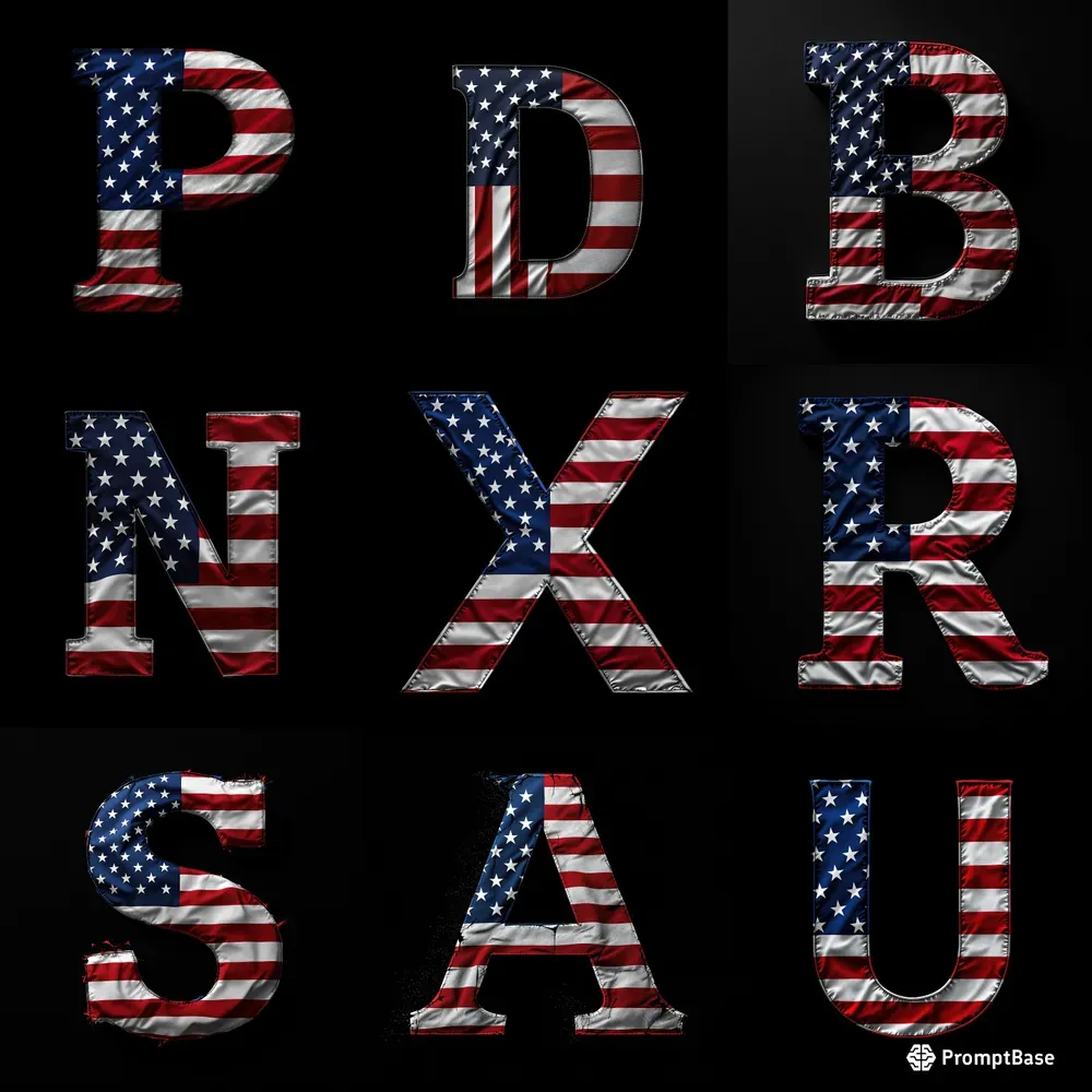 Letters Stylized As The American Flag