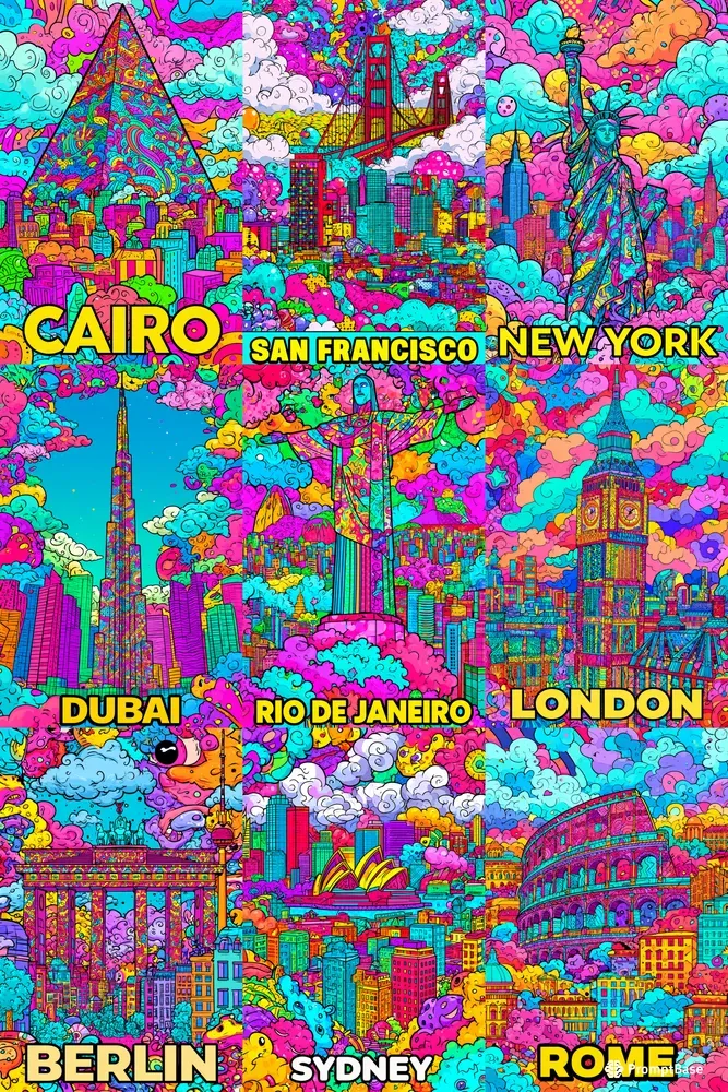 Psychedelic Pop Travel Posters