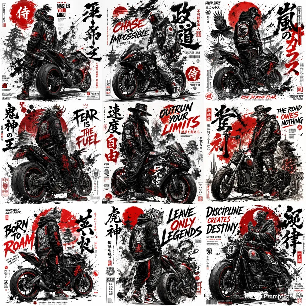 Japanese Street Art Biker Poster Kits