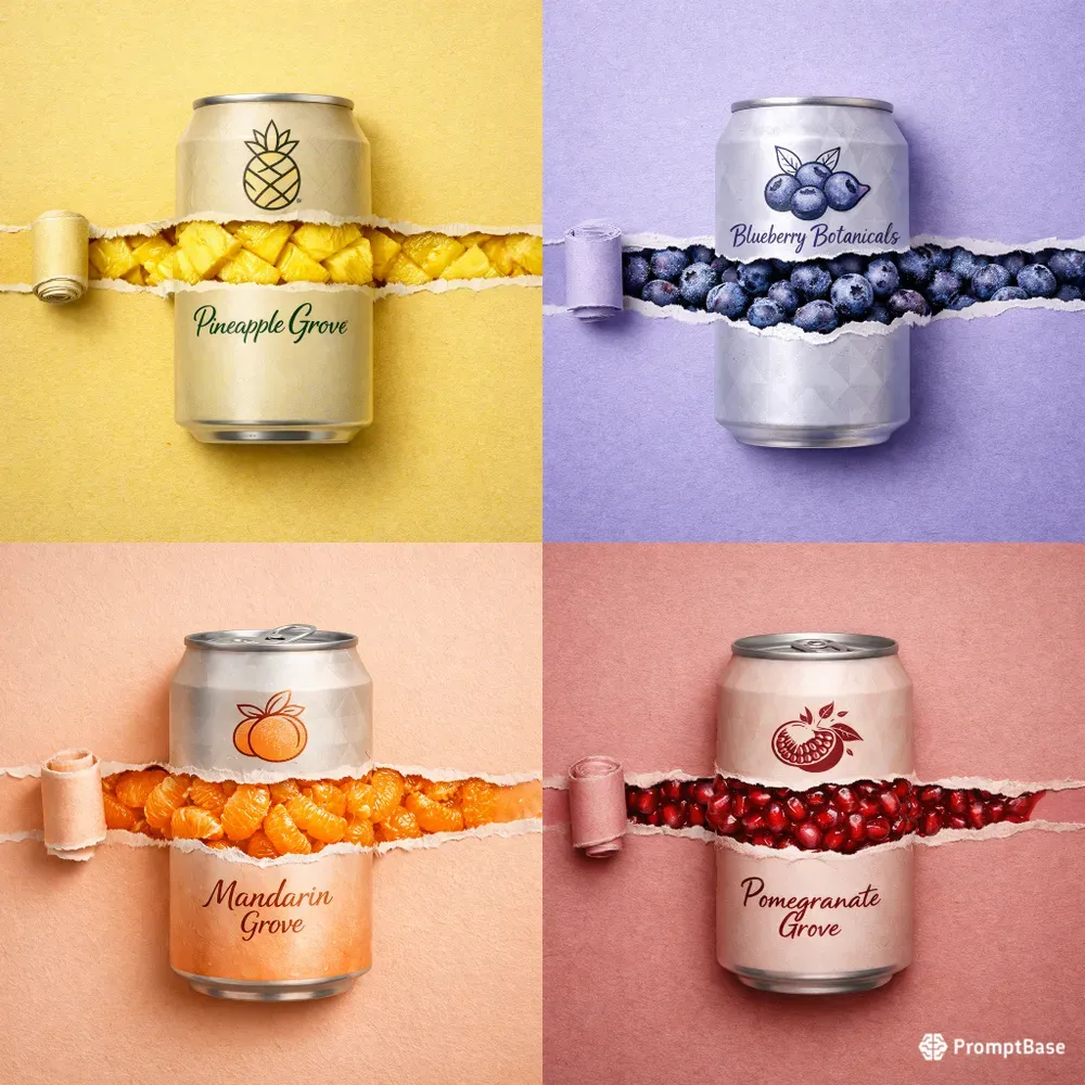 Torn Paper Fruit Beverage Can Art