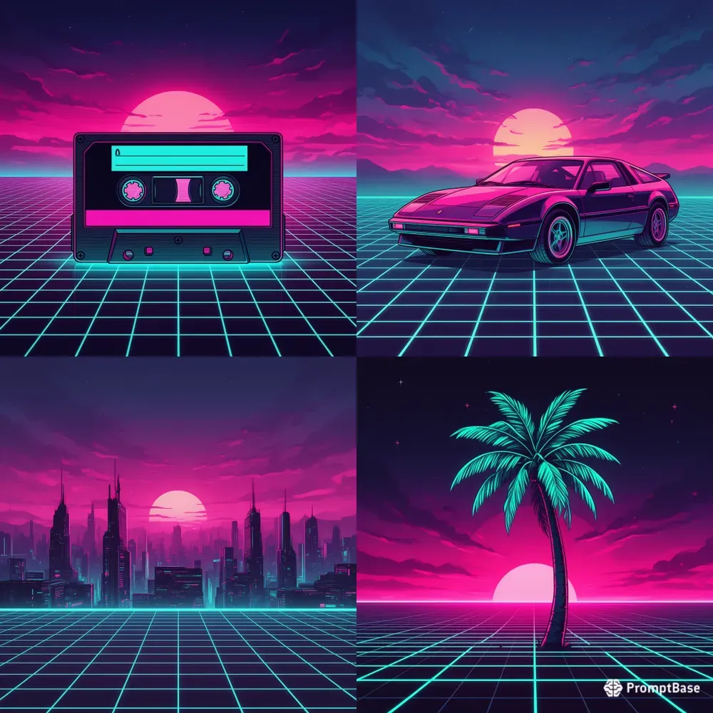 Retro Futuristic Synthwave Art