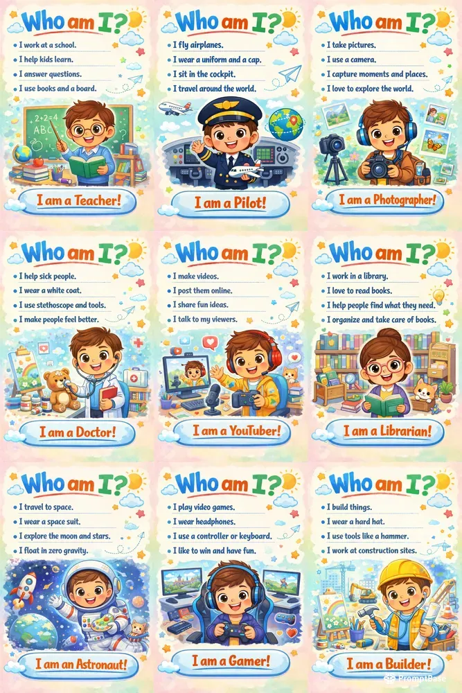 Who Am I Flashcard Generator For Kids