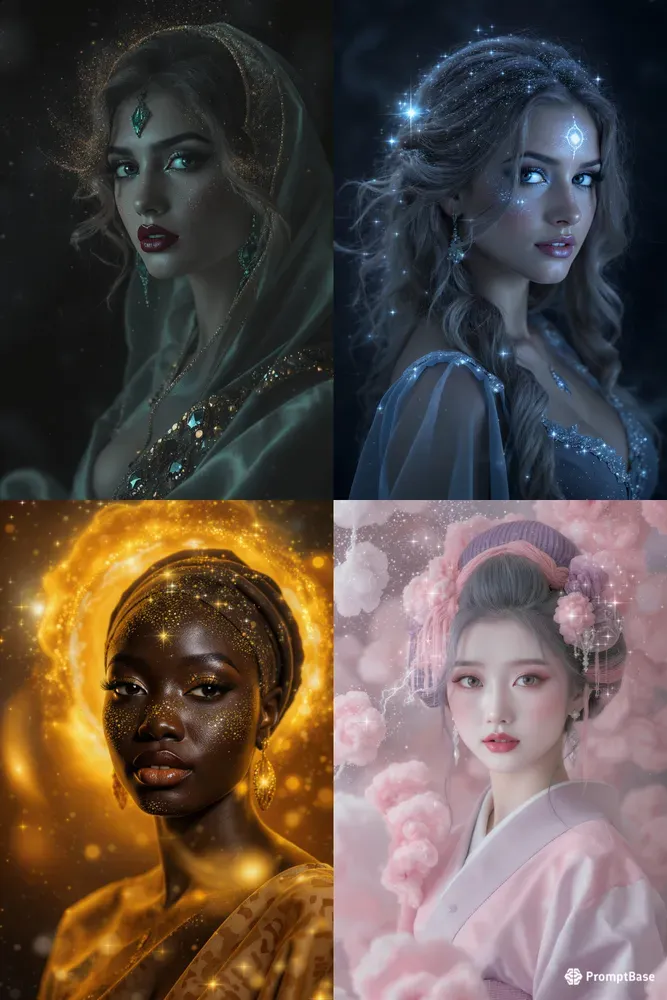Cosmic Galaxy Goddess Women Portraits