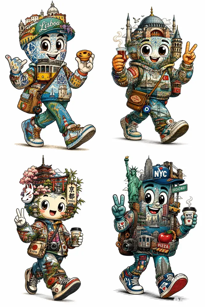 Cute Travel City Mascot Art