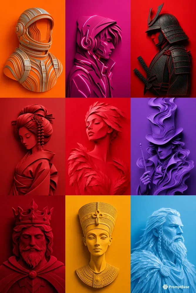 Minimal Cutout Profile Portraits