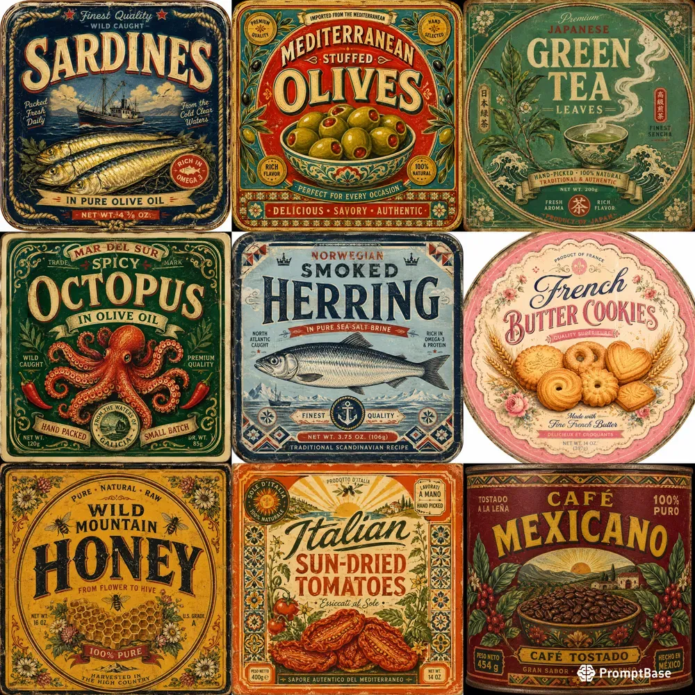 Retro Food Tin Packaging Art