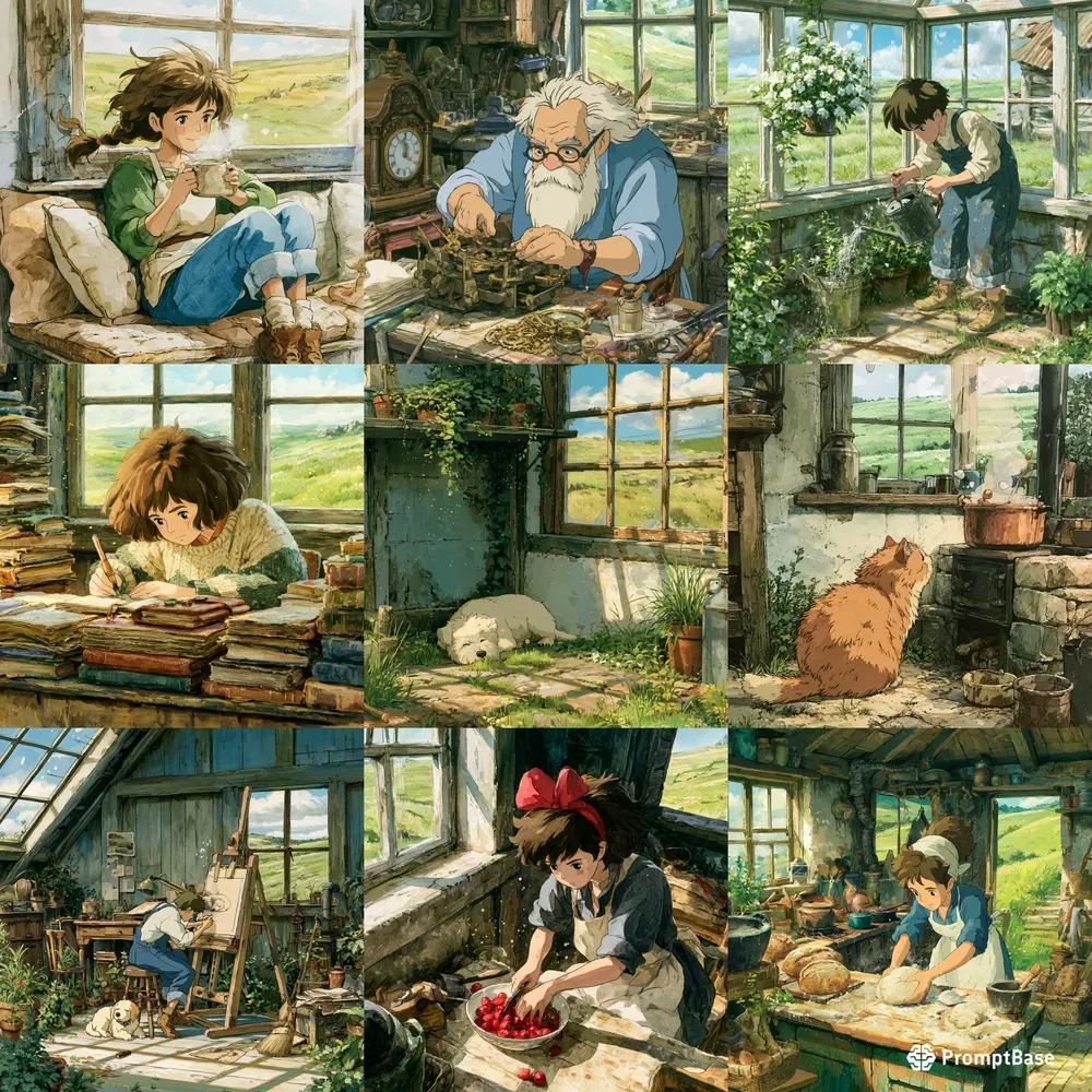 Cozy Ghibli Anime Illustrations