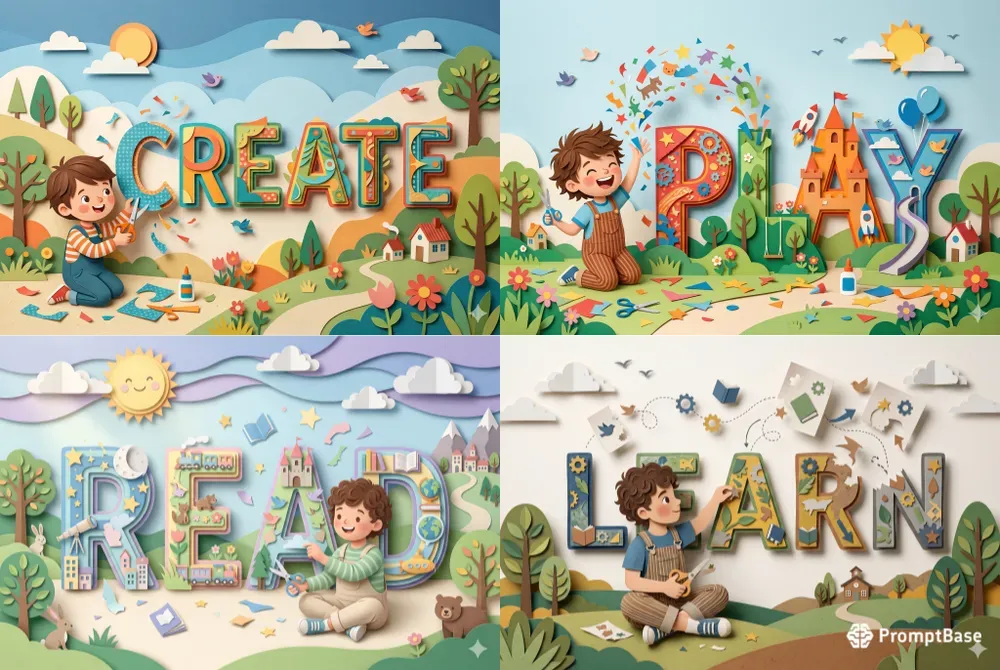 Paper Cut Story Typography For Kids