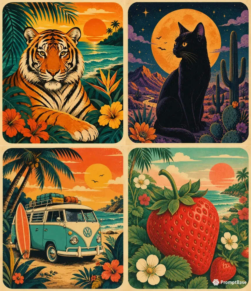 Retro Travel Avatar Illustrations