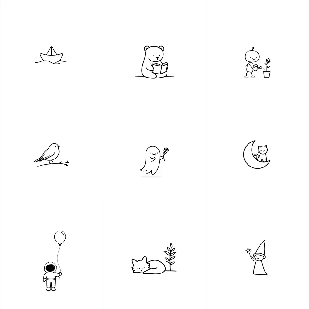 Minimal Doodle Line Art Icons
